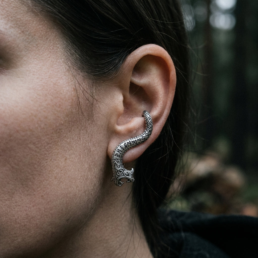 Jörmungandr Serpent Ear Climber Earrings
