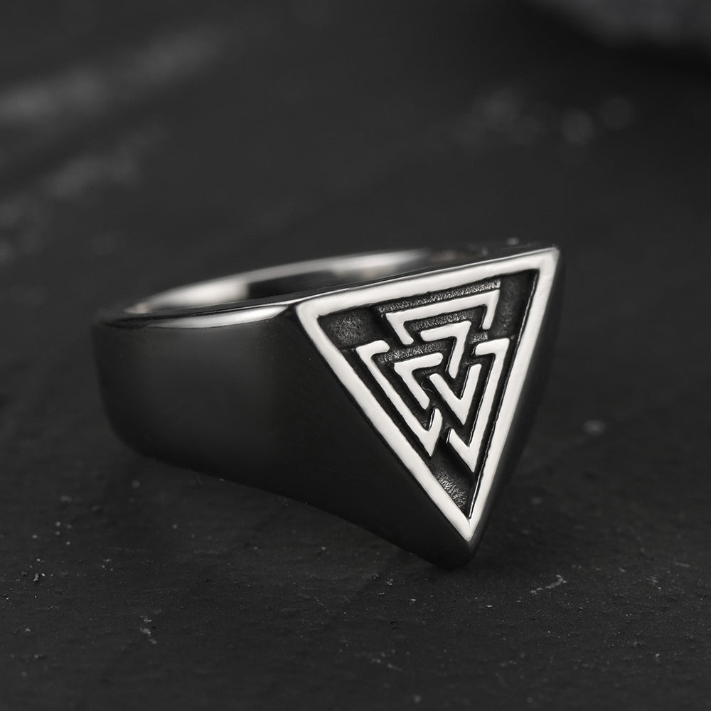 Stainless Steel Viking Valknut Signet Ring for Men