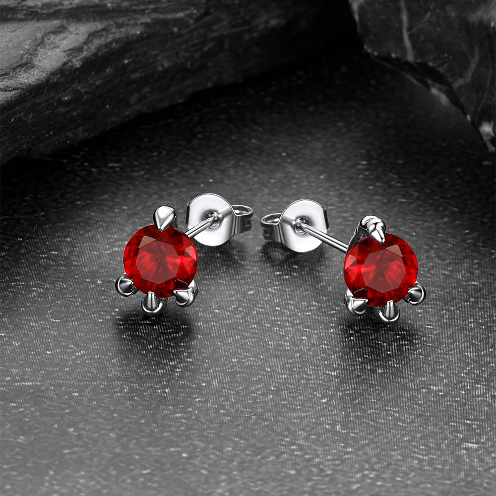 Gothic Red Diamond Dragon Claw Stud Earrings for Men