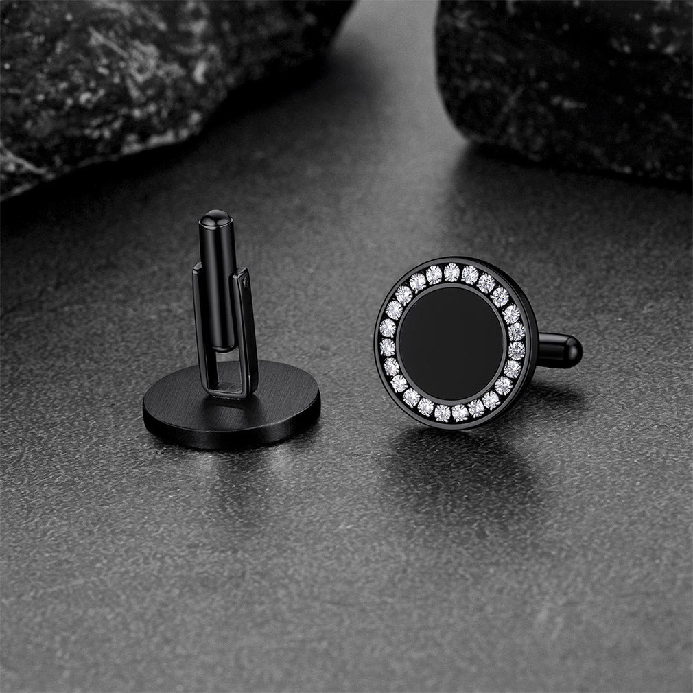 Wedding Black Onyx Cufflinks for Men Groom