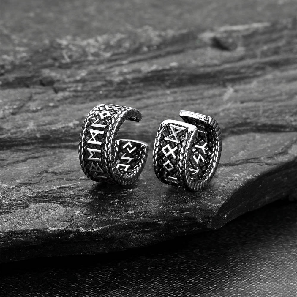 Viking Runes Ear Cuff Clip-On Earrings for Men Women