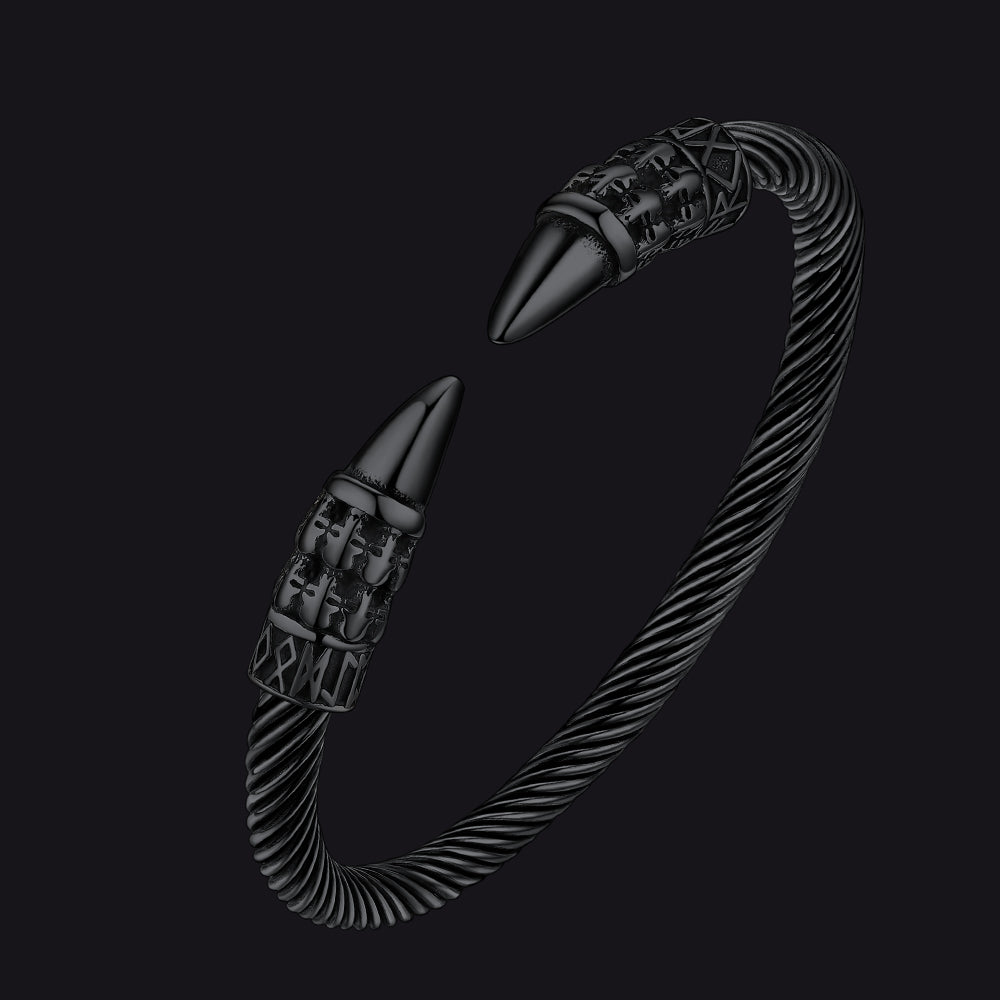 Viking Runes Skull Arm Ring Dangle Bracelet for Men