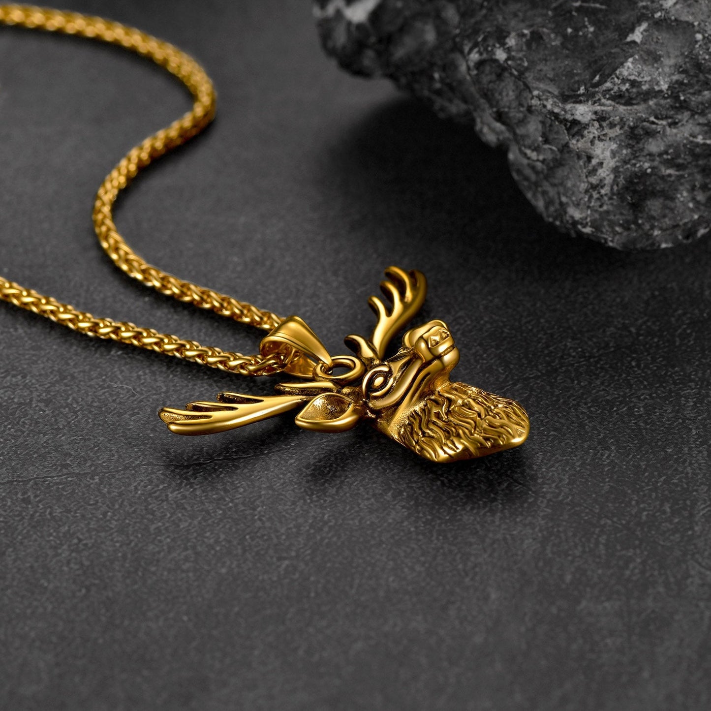 Vintage Viking Deer Necklace Pendant for Men Women