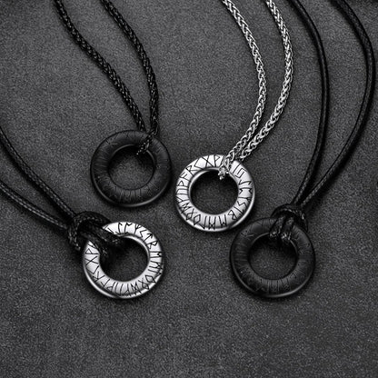 Norse Viking Rune Circle Chain Necklace for Men Women