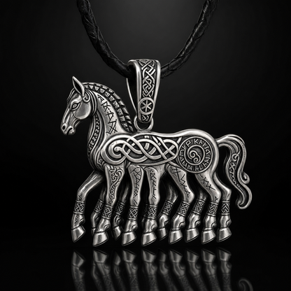 Viking Sleipnir Eight-Legged Horse Pendant Necklace
