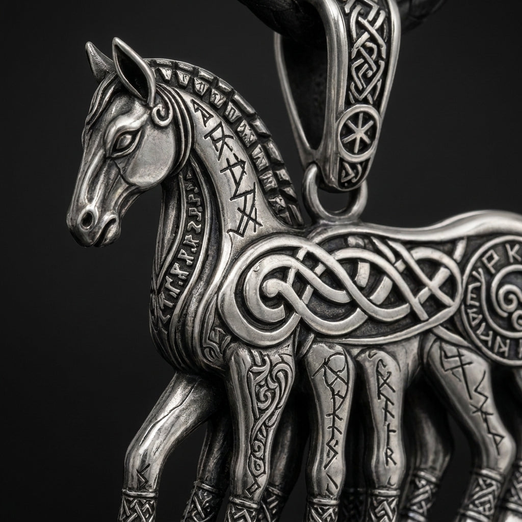 Viking Sleipnir Eight-Legged Horse Pendant Necklace