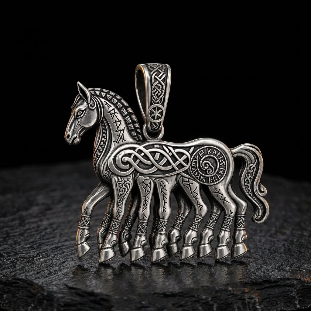 Viking Sleipnir Eight-Legged Horse Pendant Necklace