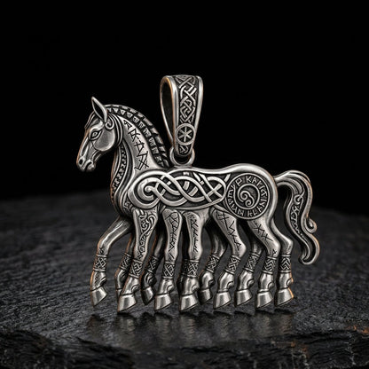 Viking Sleipnir Eight-Legged Horse Pendant Necklace