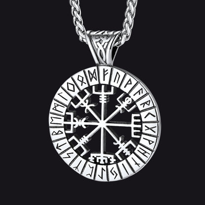 Viking Runes Vegvisir Compass Necklace Pendant For Men