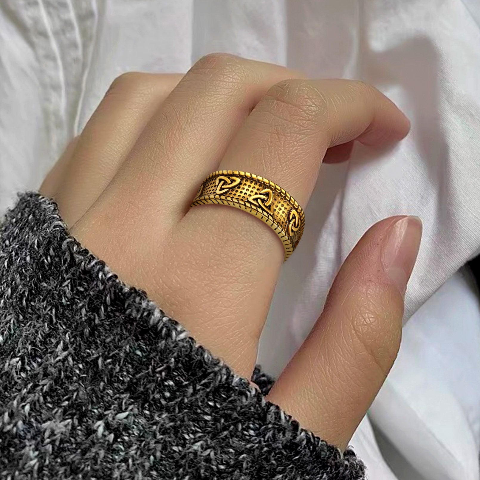 Viking Celtic Knot Stainless Steel Band Ring For Men