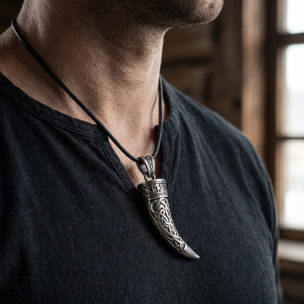 Viking Drinking Horn Pendant Necklace