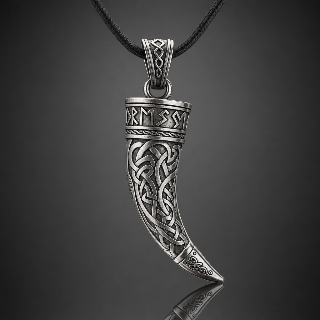 Viking Drinking Horn Pendant Necklace