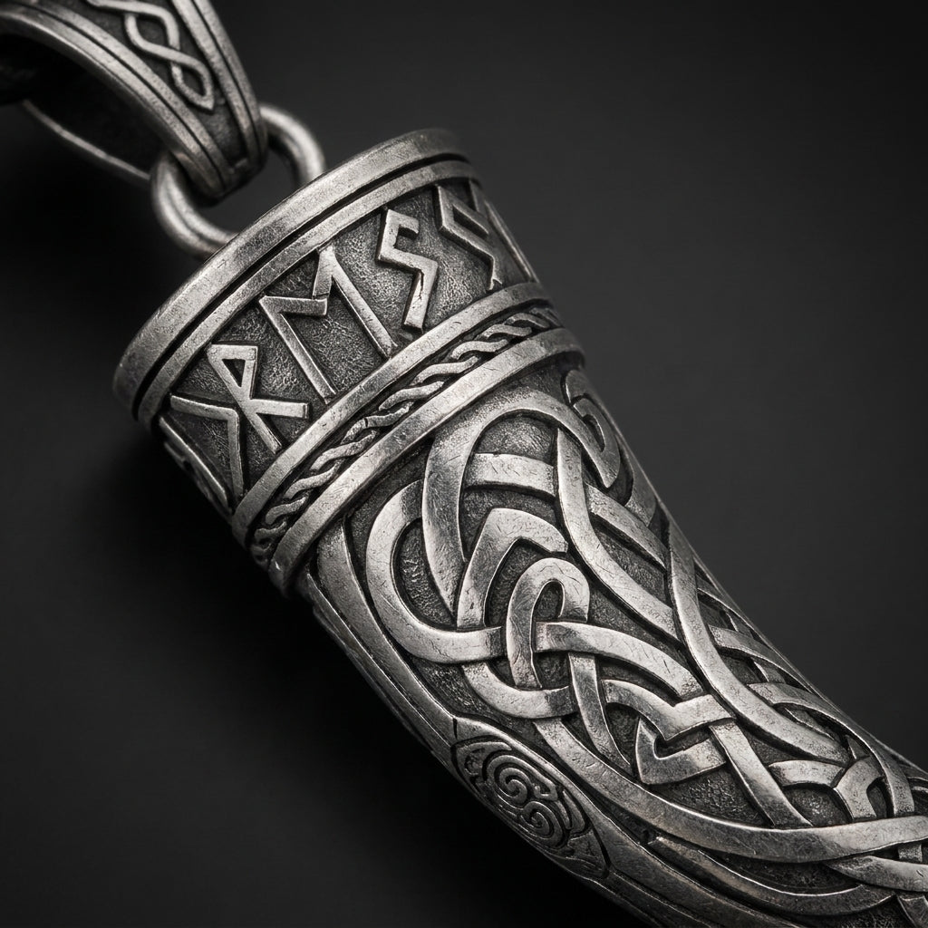 Viking Drinking Horn Pendant Necklace