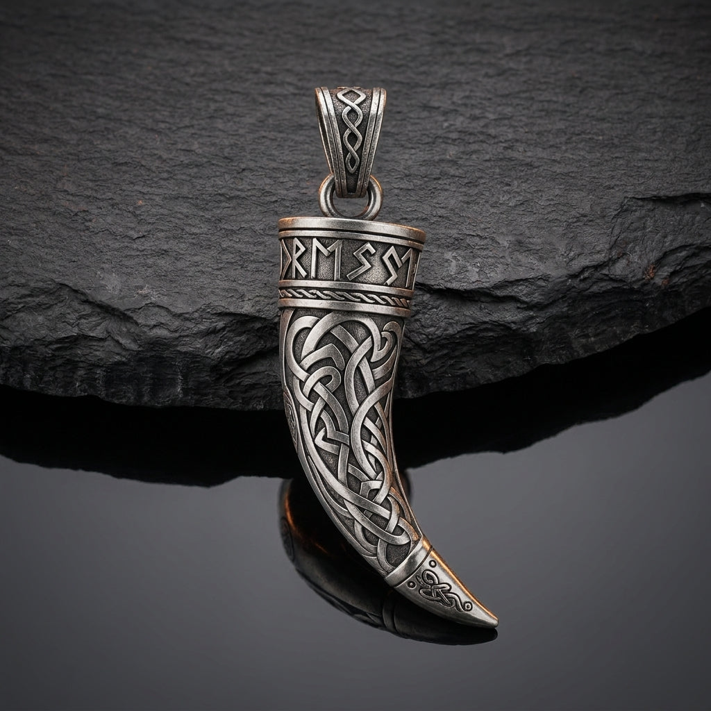 Viking Drinking Horn Pendant Necklace