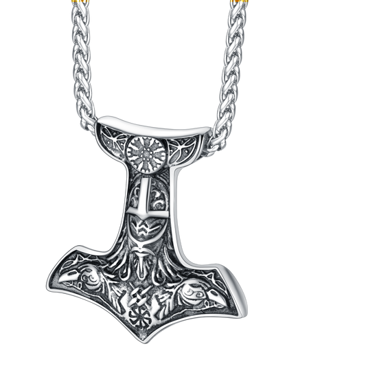 Viking Thor's Hammer Necklace Odin Mjolnir Pendant for Men