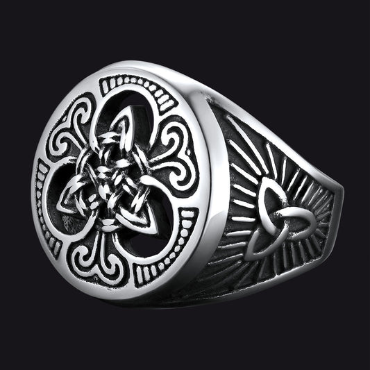Viking Celtic Knot Signet Ring for Men