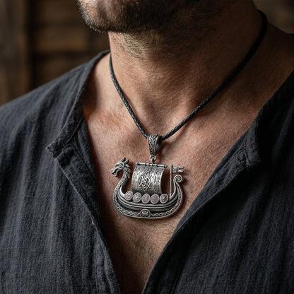 Viking Longship Drakkar Pendant Necklace