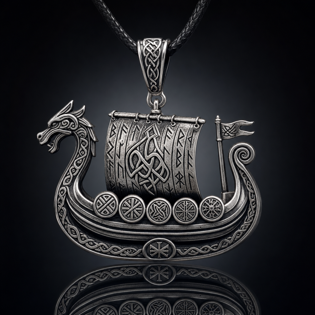Viking Longship Drakkar Pendant Necklace