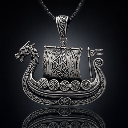 Viking Longship Drakkar Pendant Necklace