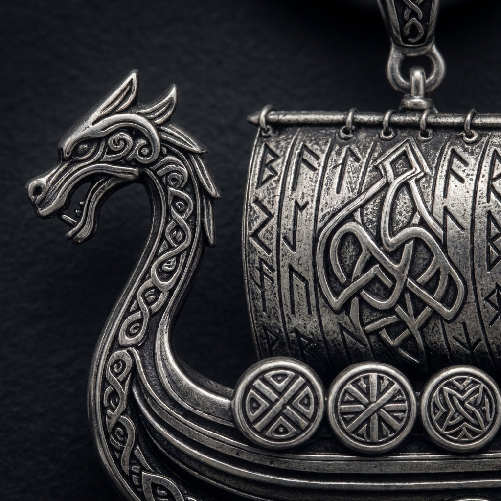 Viking Longship Drakkar Pendant Necklace