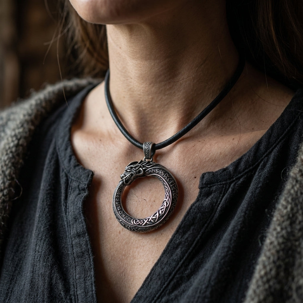 Jörmungandr Ouroboros Serpent Pendant Necklace