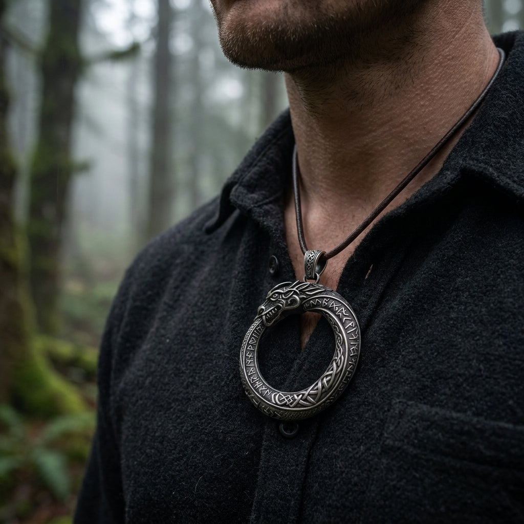 Jörmungandr Ouroboros Serpent Pendant Necklace
