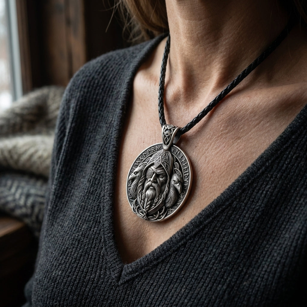 Odin Allfather Face Pendant Necklace