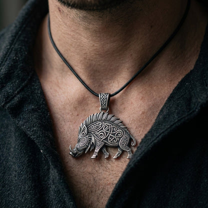 Viking Boar Gullinbursti Pendant Necklace