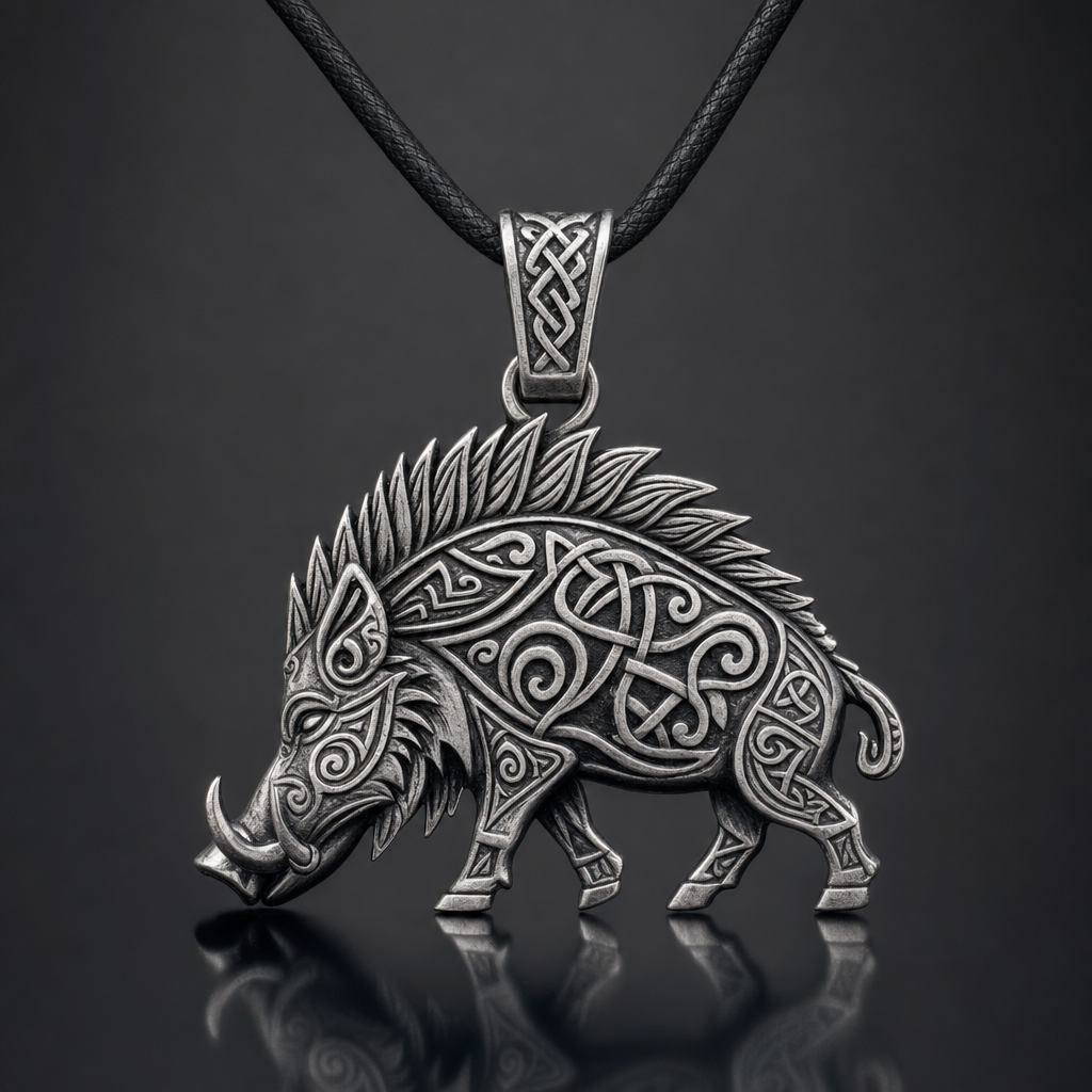 Viking Boar Gullinbursti Pendant Necklace