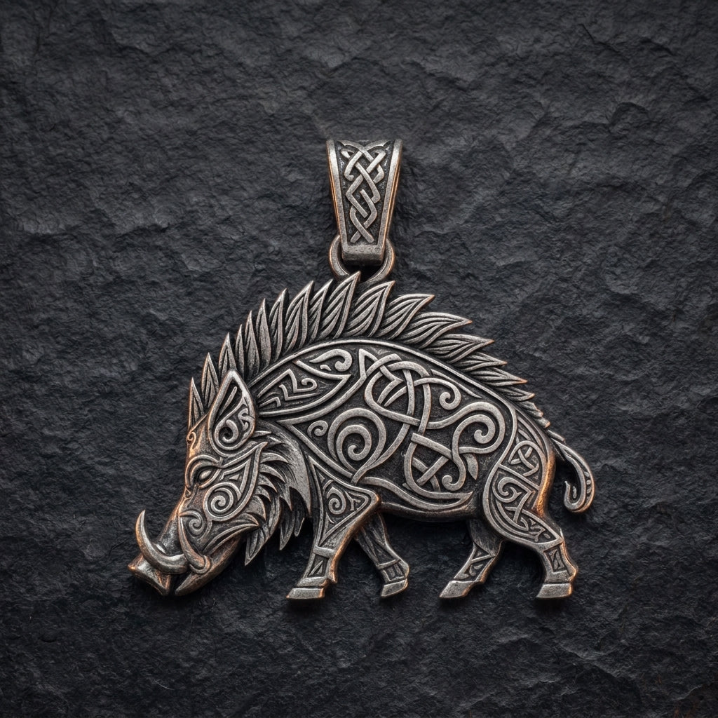 Viking Boar Gullinbursti Pendant Necklace