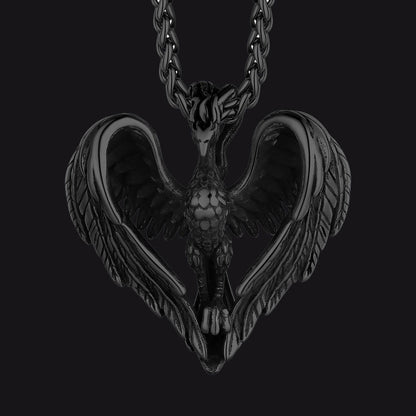 Vintage Phoenix Heart Pendant Necklace for Men