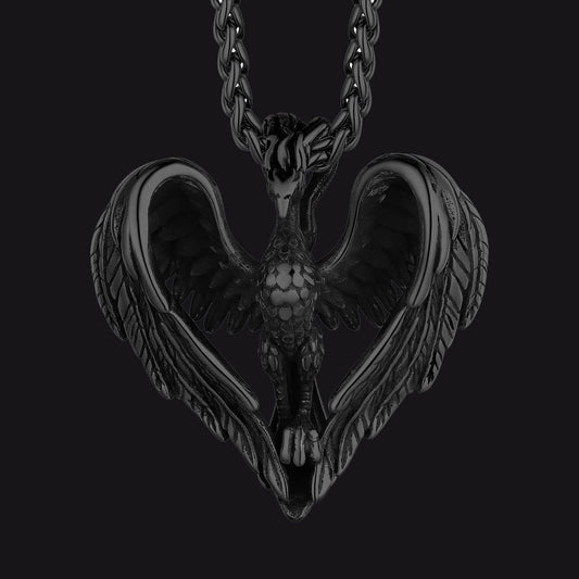 Vintage Phoenix Heart Pendant Necklace for Men