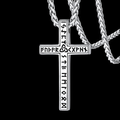 Viking Rune Cross Pendant Necklace for Men