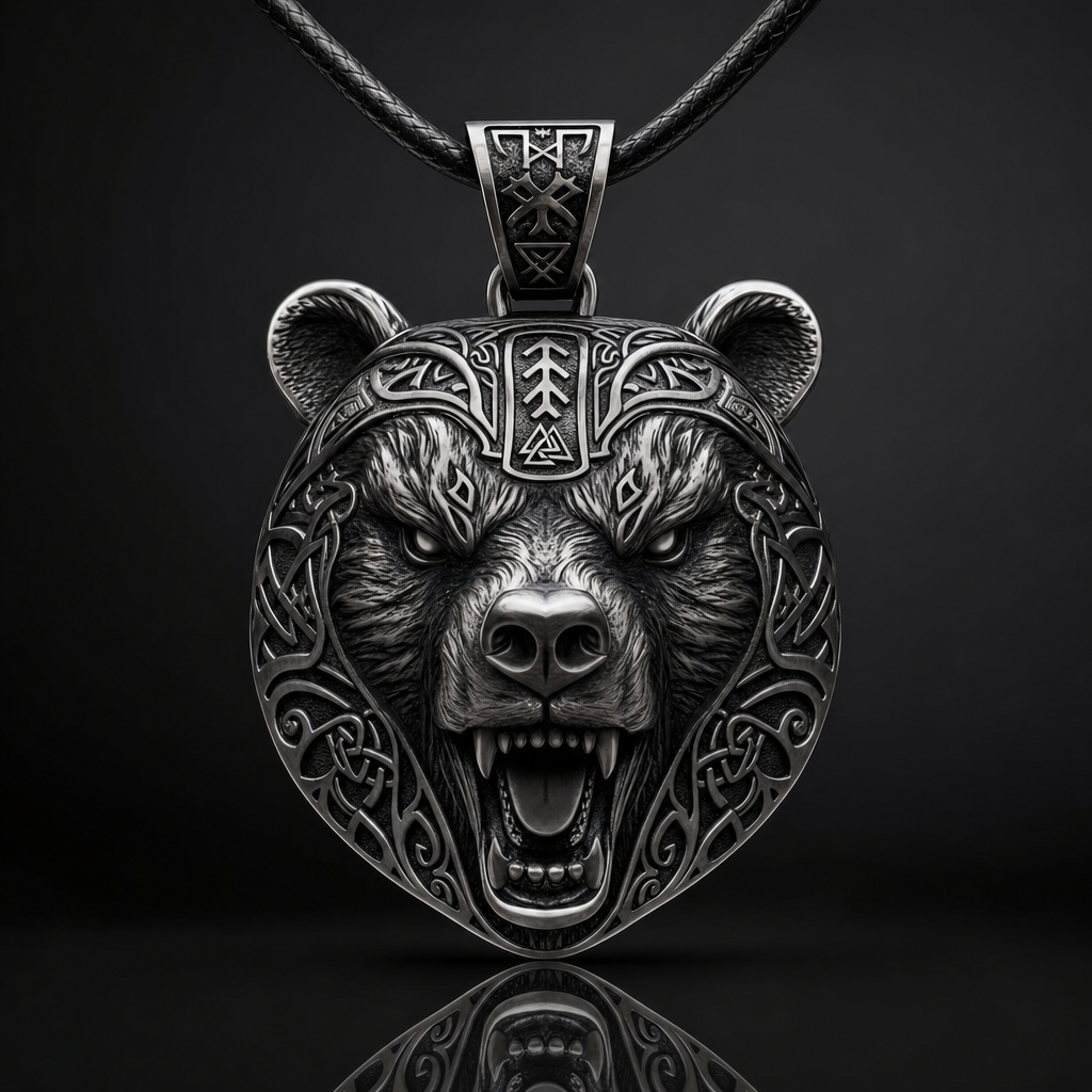 Berserker Bear Warrior Pendant Necklace