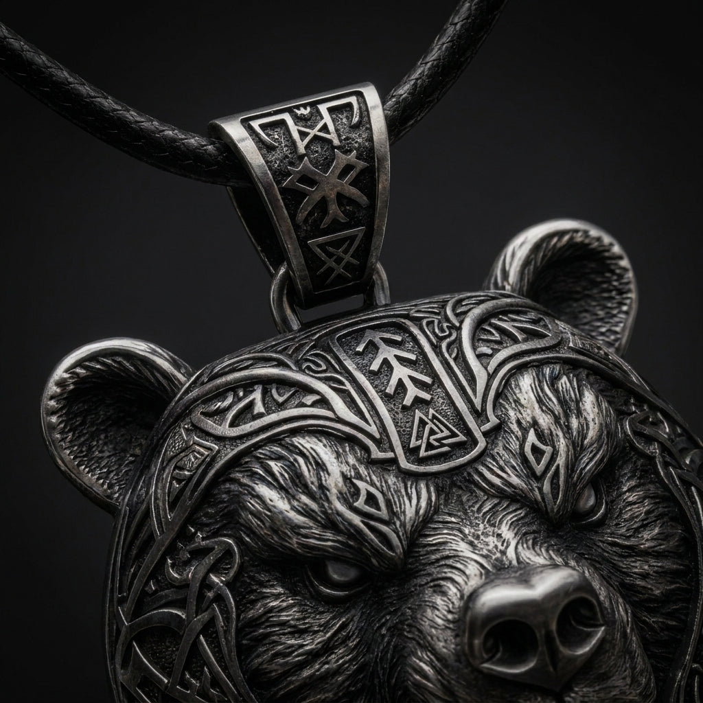 Berserker Bear Warrior Pendant Necklace