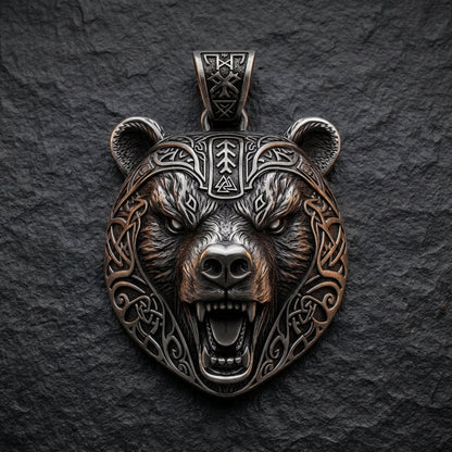 Berserker Bear Warrior Pendant Necklace
