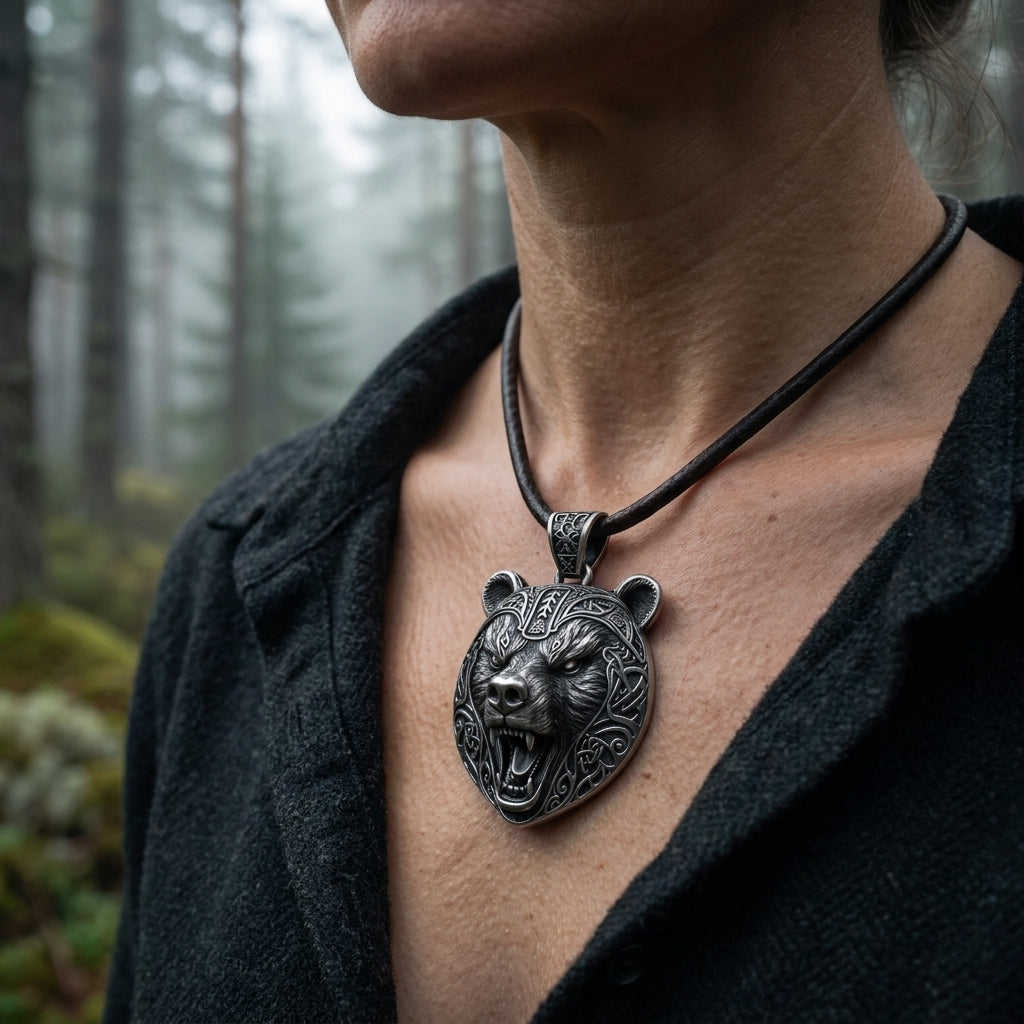 Berserker Bear Warrior Pendant Necklace