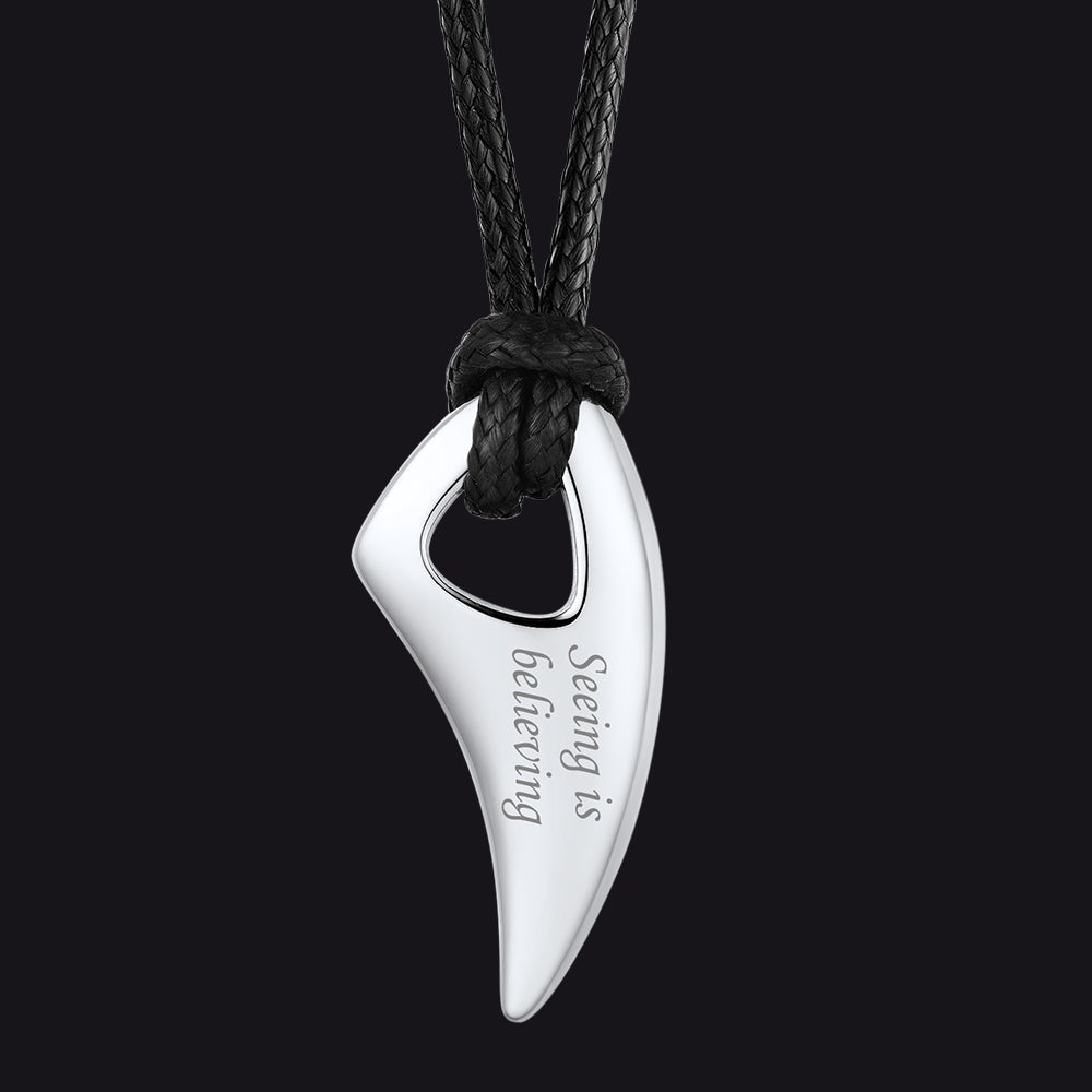Norse Viking Wolf Tooth Spear Pendant Necklace for Men