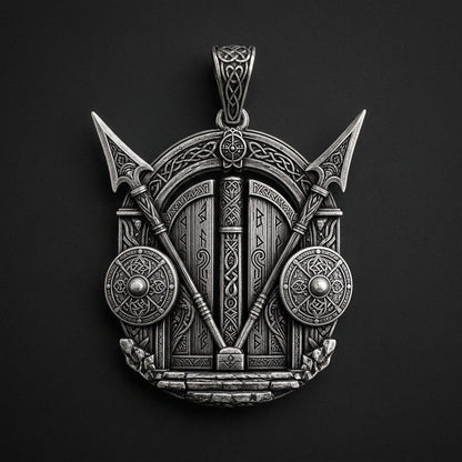 Viking Valhalla Gate Pendant Necklace
