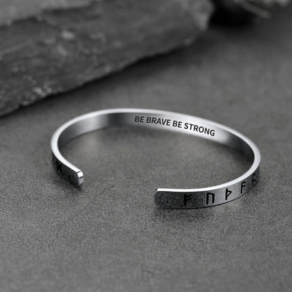 Norse Viking Runes Bangle Cuff Bracelet For Men