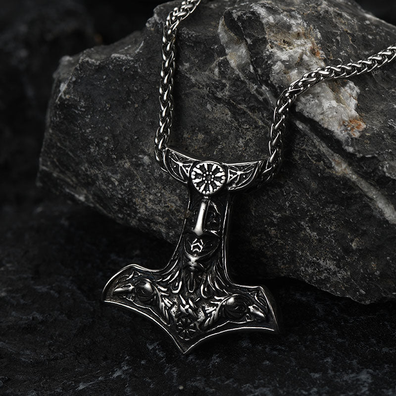 Viking Thor's Hammer Necklace Odin Mjolnir Pendant for Men
