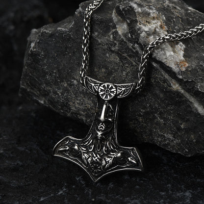 Viking Thor's Hammer Necklace Odin Mjolnir Pendant for Men
