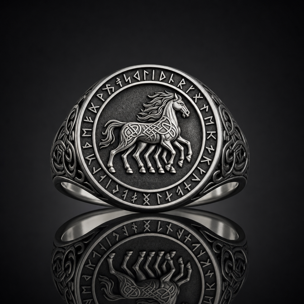 Viking Sleipnir Horse Signet Ring
