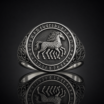 Viking Sleipnir Horse Signet Ring