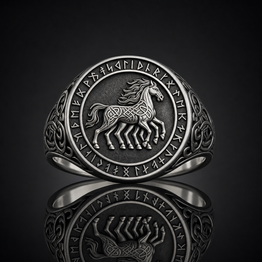 Viking Sleipnir Horse Signet Ring