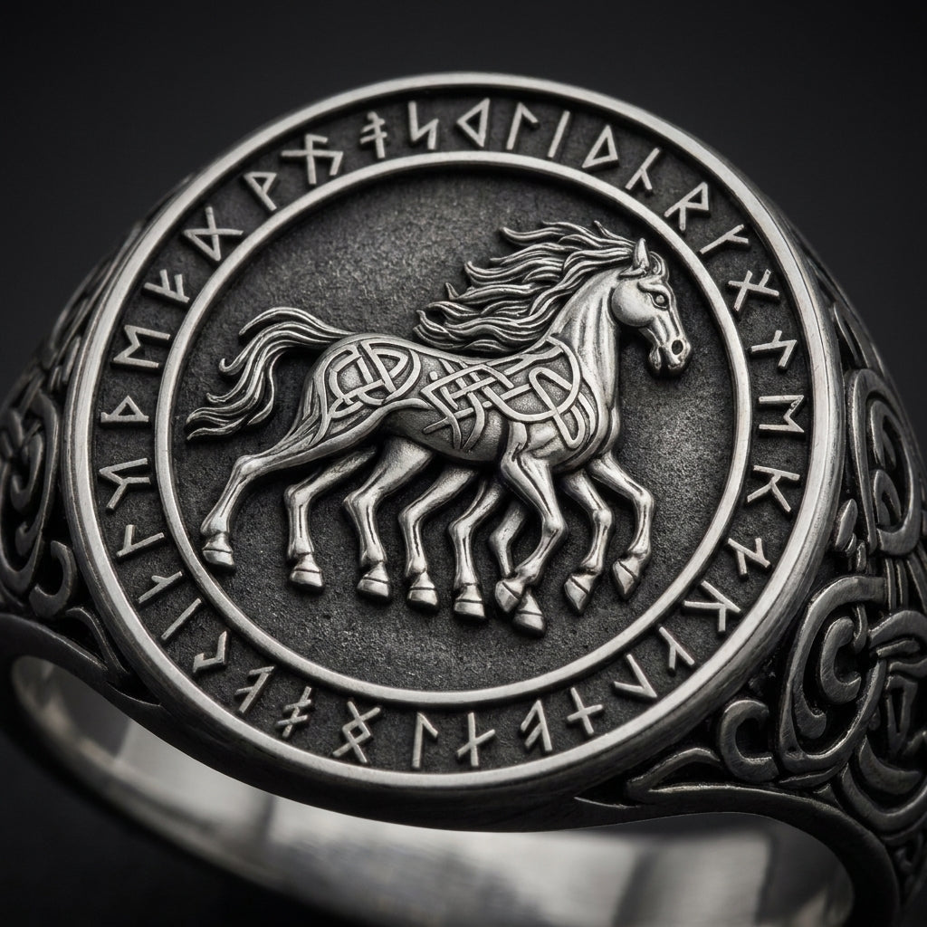 Viking Sleipnir Horse Signet Ring