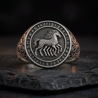 Viking Sleipnir Horse Signet Ring
