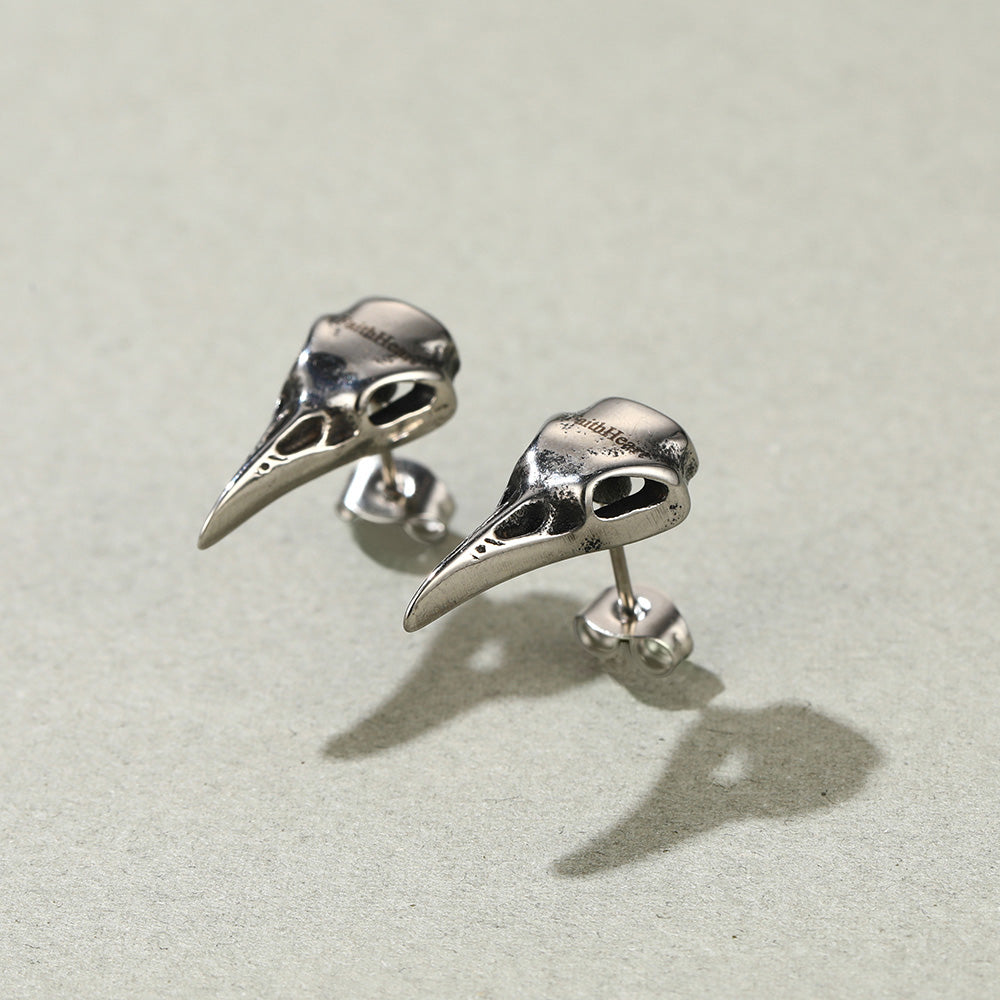 Raven Skull Earrings Viking Stud Earrings For Men