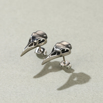 Raven Skull Earrings Viking Stud Earrings For Men