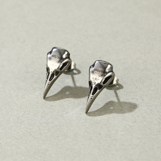 Raven Skull Earrings Viking Stud Earrings For Men